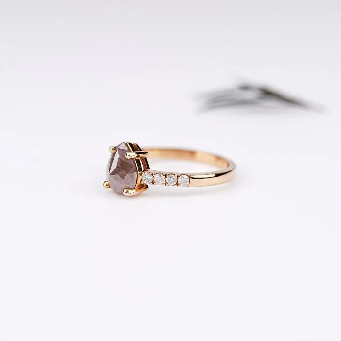 Pear Salt And Pepper Diamond Engagement Ring