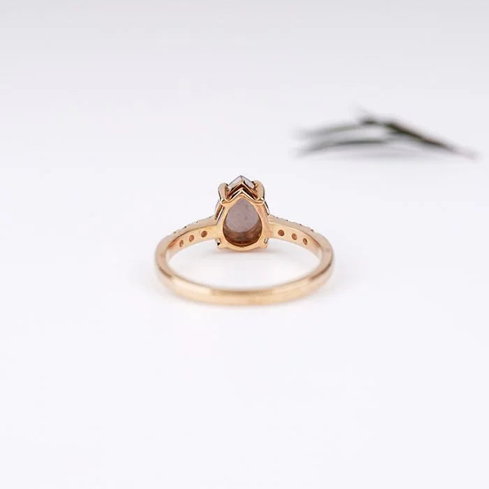 Pear Salt And Pepper Diamond Engagement Ring