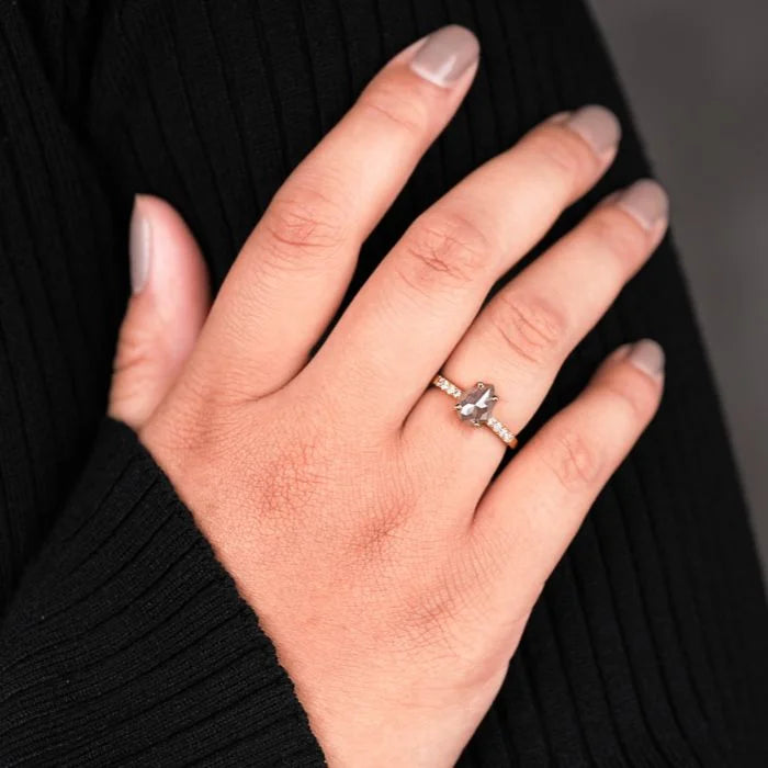Pear Salt And Pepper Diamond Engagement Ring