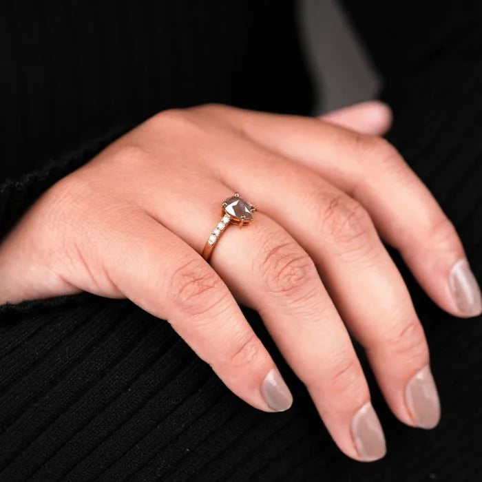 Pear Salt And Pepper Diamond Engagement Ring