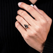 Pear Salt & Pepper Chevron Upside Down Ring