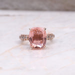 Load image into Gallery viewer, Hidden Halo Engagement Ring Morganite Ring
