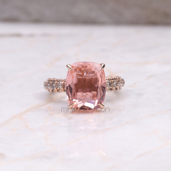 Hidden Halo Engagement Ring Morganite Ring