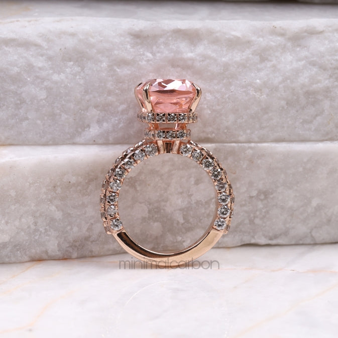 Hidden Halo Engagement Ring Morganite Ring