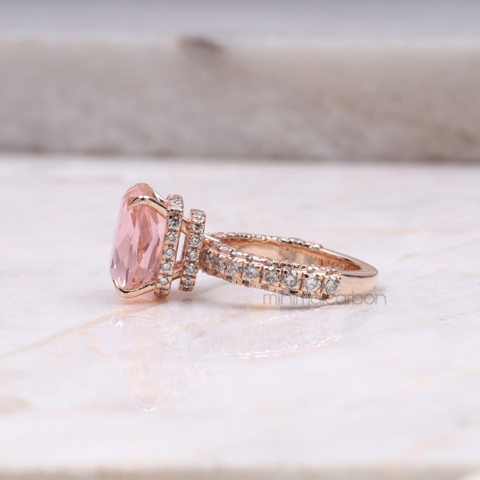 Hidden Halo Engagement Ring Morganite Ring