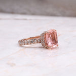 Load image into Gallery viewer, Hidden Halo Engagement Ring Morganite Ring
