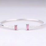Pink Tourmaline Birthstone Open Cuff Bracelet - Minimal Carbon