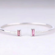 Pink Tourmaline Birthstone Open Cuff Bracelet - Minimal Carbon