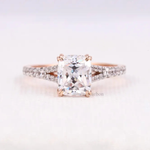 Radiant Cut Moissanite Diamond Accent Engagement Ring