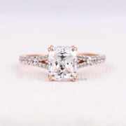 Radiant Cut Moissanite Diamond Accent Engagement Ring