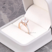 Radiant Cut Moissanite Diamond Accent Engagement Ring