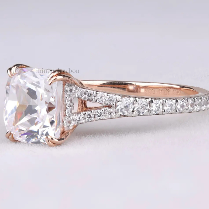 Radiant Cut Moissanite Diamond Accent Engagement Ring