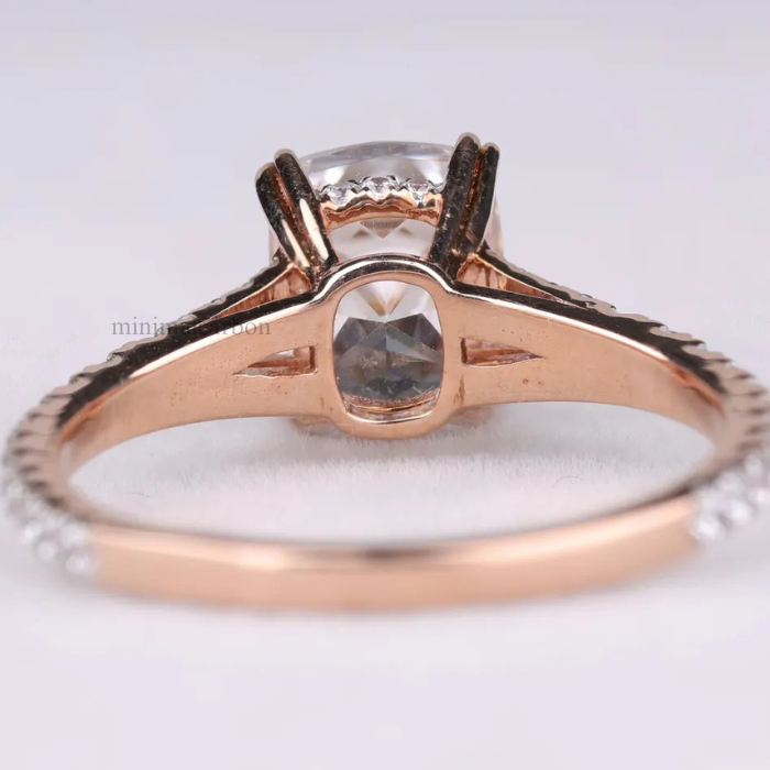Radiant Cut Moissanite Diamond Accent Engagement Ring