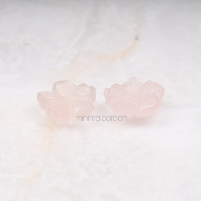 7.66 CT, 11.7 MM | Natural Rose Quartz | Flower Rose Quartz - Minimal Carbon