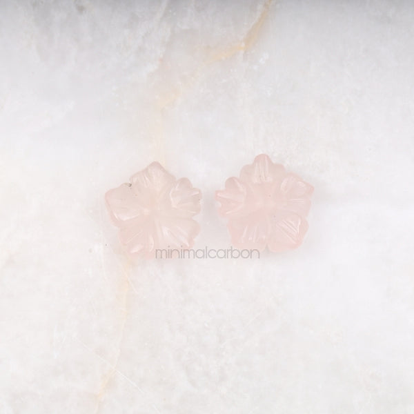 7.66 CT, 11.7 MM | Natural Rose Quartz | Flower Rose Quartz - Minimal Carbon