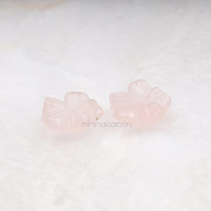 7.66 CT, 11.7 MM | Natural Rose Quartz | Flower Rose Quartz - Minimal Carbon