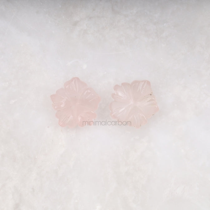 7.66 CT, 11.7 MM | Natural Rose Quartz | Flower Rose Quartz - Minimal Carbon