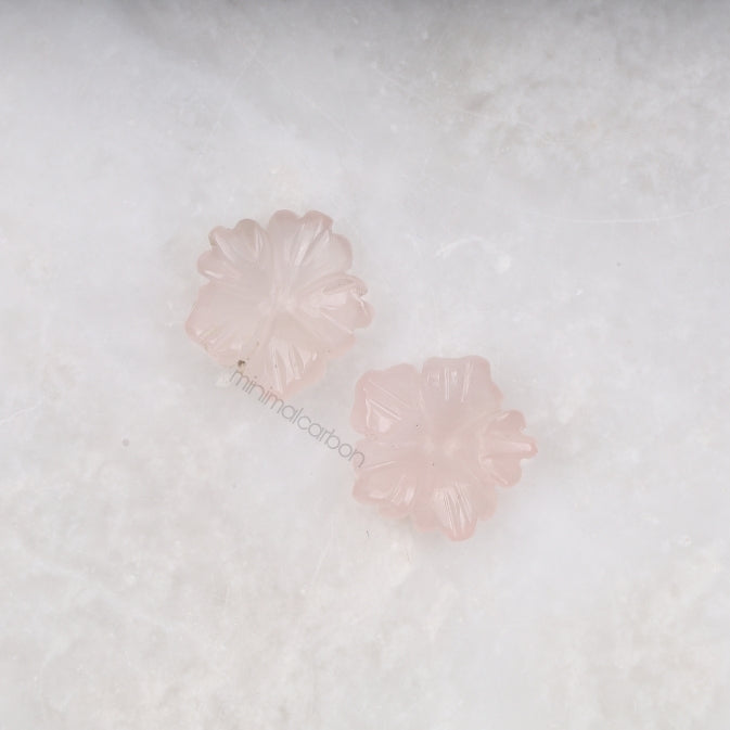 7.66 CT, 11.7 MM | Natural Rose Quartz | Flower Rose Quartz - Minimal Carbon