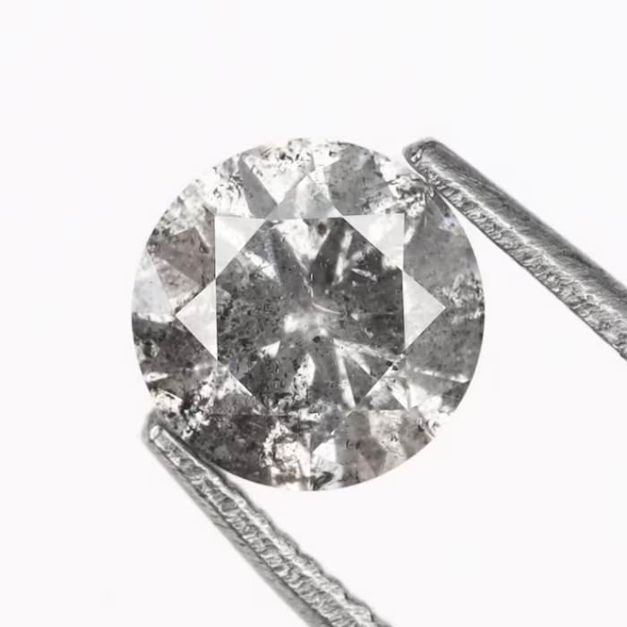 0.53 CT, 5.1 MM Round Brilliant Cut Diamond, Natural Loose Diamond Salt And Pepper Diamond - Minimal Carbon