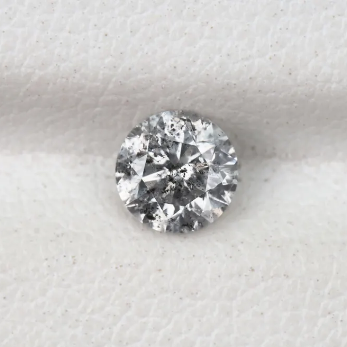 0.68 CT, 5.4 MM Round Brilliant Cut Diamond, Natural Loose Diamond Salt And Pepper Diamond - Minimal Carbon