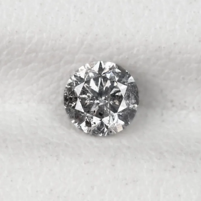 0.60 CT, 5.1 MM Round Brilliant Cut Diamond, Natural Loose Diamond Salt And Pepper Diamond - Minimal Carbon