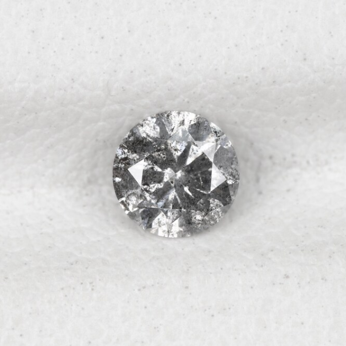 0.53 CT, 5.1 MM Round Brilliant Cut Diamond, Natural Loose Diamond Salt And Pepper Diamond - Minimal Carbon