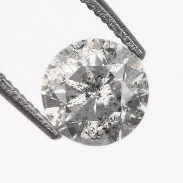 0.68 CT, 5.4 MM Round Brilliant Cut Diamond, Natural Loose Diamond Salt And Pepper Diamond - Minimal Carbon