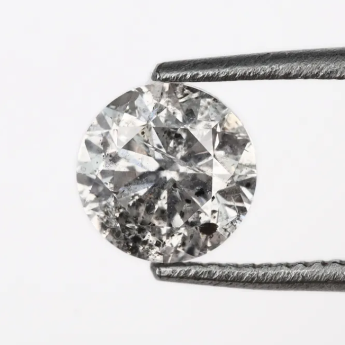 0.60 CT, 5.1 MM Round Brilliant Cut Diamond, Natural Loose Diamond Salt And Pepper Diamond - Minimal Carbon