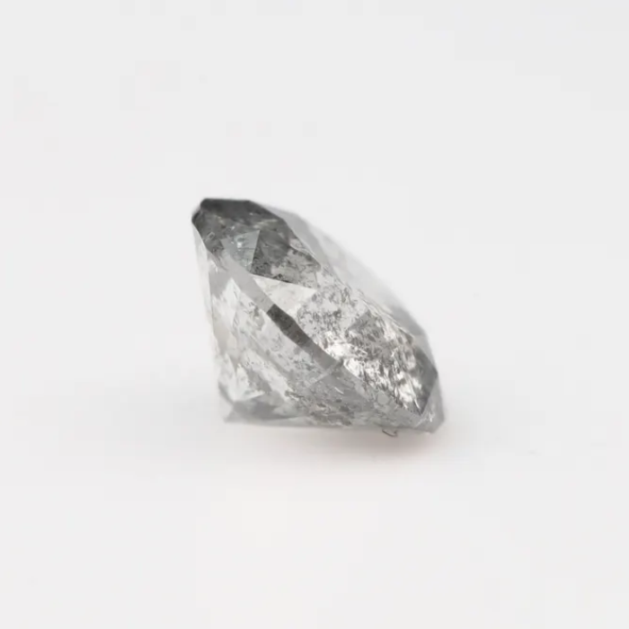 0.53 CT, 5.1 MM Round Brilliant Cut Diamond, Natural Loose Diamond Salt And Pepper Diamond - Minimal Carbon
