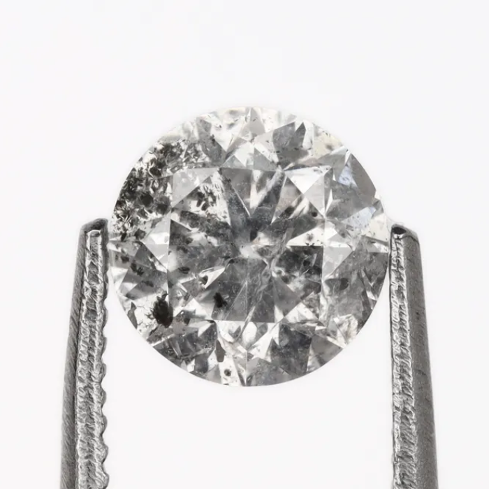 0.60 CT, 5.1 MM Round Brilliant Cut Diamond, Natural Loose Diamond Salt And Pepper Diamond - Minimal Carbon