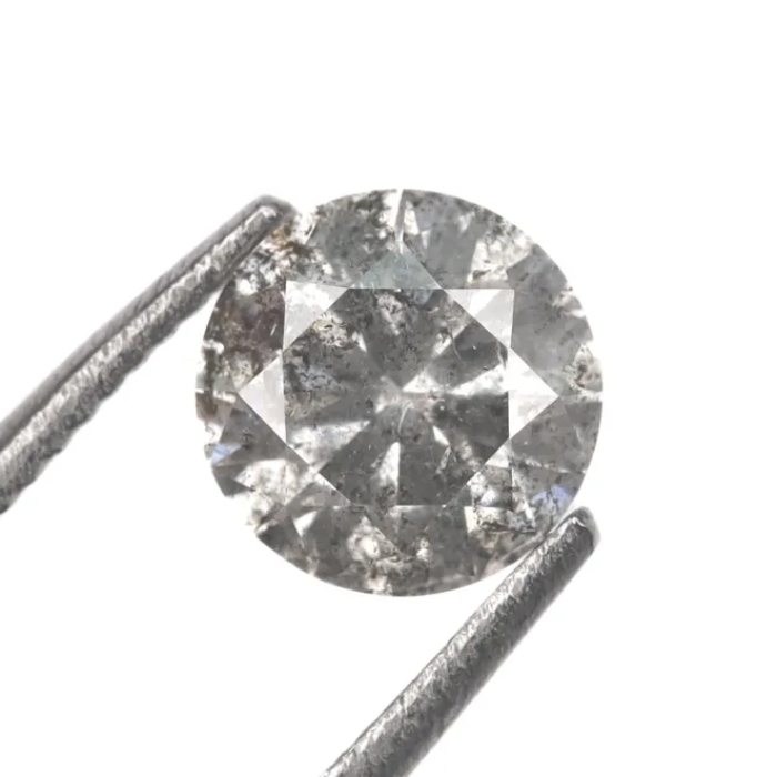 0.53 CT, 5.1 MM Round Brilliant Cut Diamond, Natural Loose Diamond Salt And Pepper Diamond - Minimal Carbon