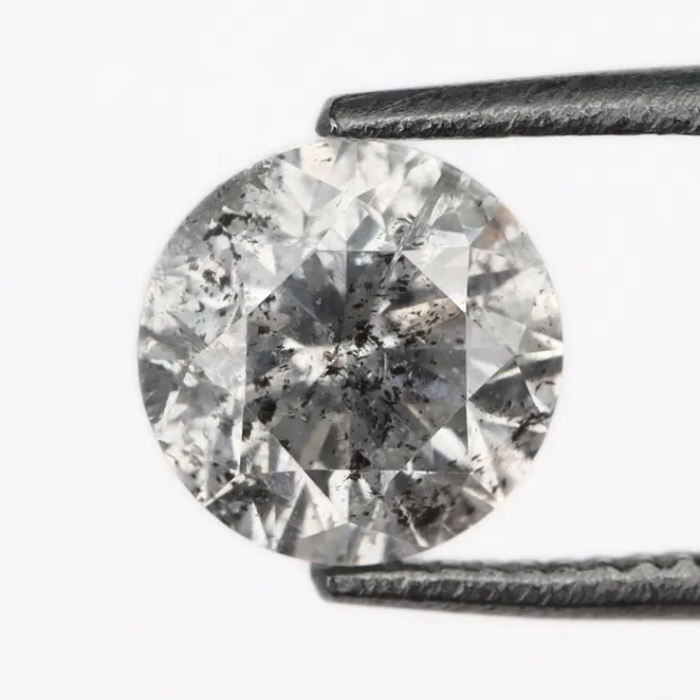 0.68 CT, 5.4 MM Round Brilliant Cut Diamond, Natural Loose Diamond Salt And Pepper Diamond - Minimal Carbon