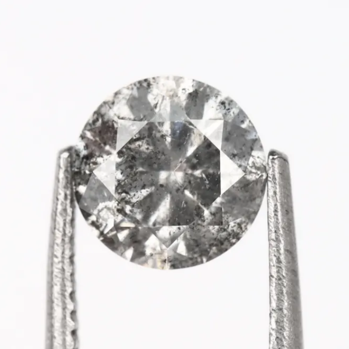 0.53 CT, 5.1 MM Round Brilliant Cut Diamond, Natural Loose Diamond Salt And Pepper Diamond - Minimal Carbon
