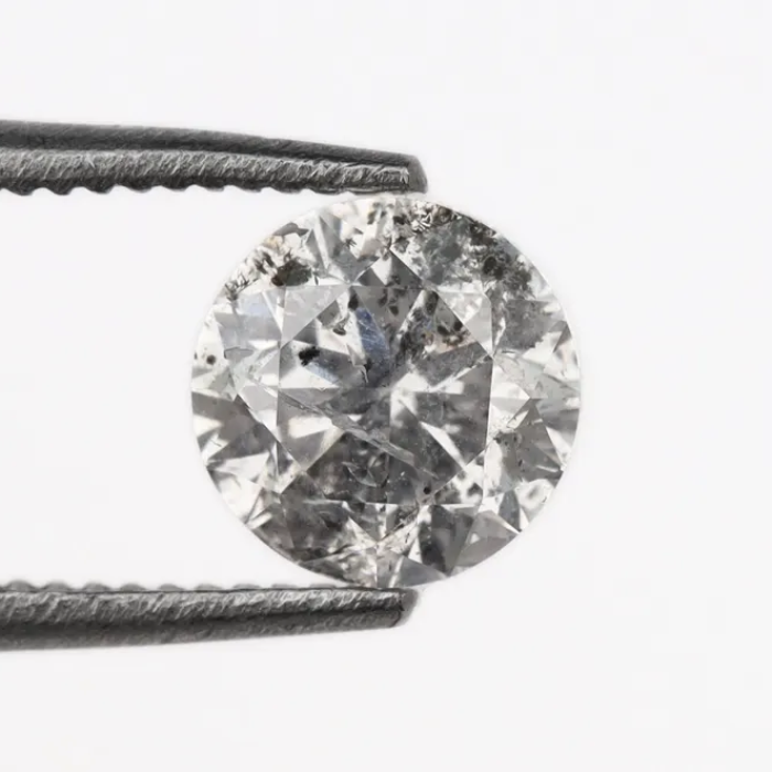 0.60 CT, 5.1 MM Round Brilliant Cut Diamond, Natural Loose Diamond Salt And Pepper Diamond - Minimal Carbon