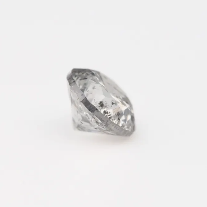 0.60 CT, 5.1 MM Round Brilliant Cut Diamond, Natural Loose Diamond Salt And Pepper Diamond - Minimal Carbon