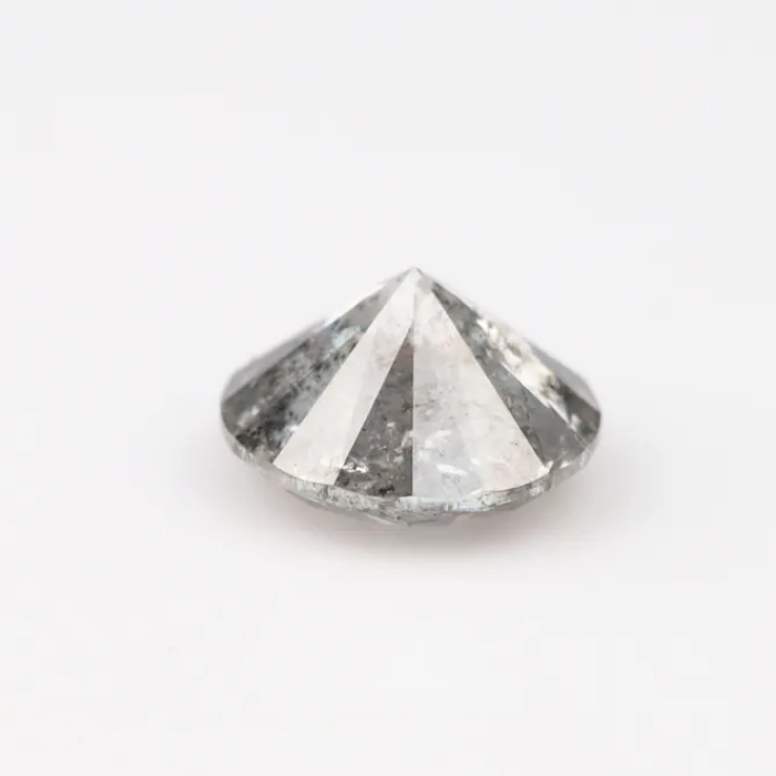 0.53 CT, 5.1 MM Round Brilliant Cut Diamond, Natural Loose Diamond Salt And Pepper Diamond - Minimal Carbon