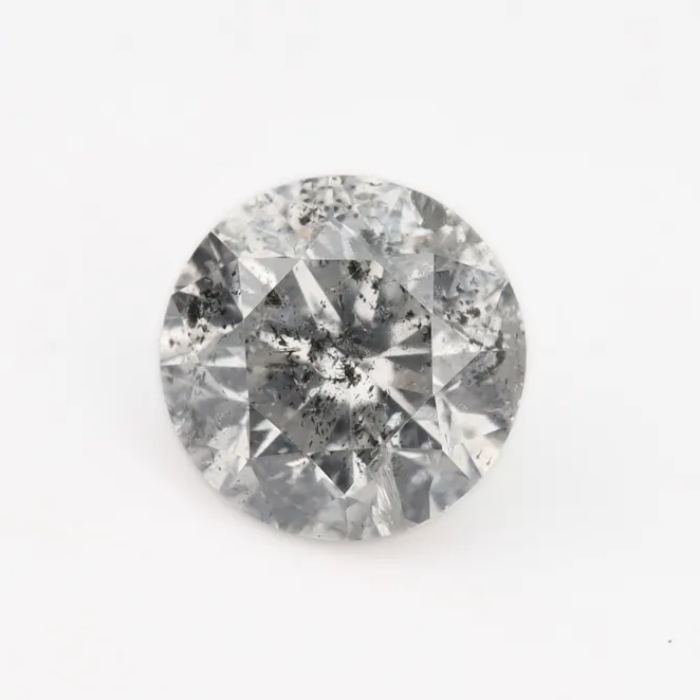 0.68 CT, 5.4 MM Round Brilliant Cut Diamond, Natural Loose Diamond Salt And Pepper Diamond - Minimal Carbon