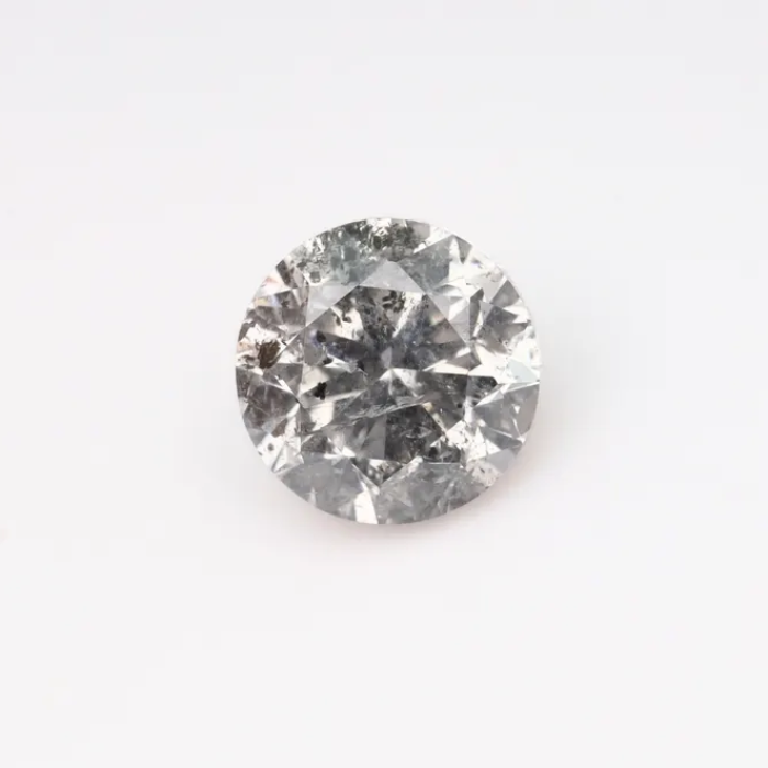 0.60 CT, 5.1 MM Round Brilliant Cut Diamond, Natural Loose Diamond Salt And Pepper Diamond - Minimal Carbon