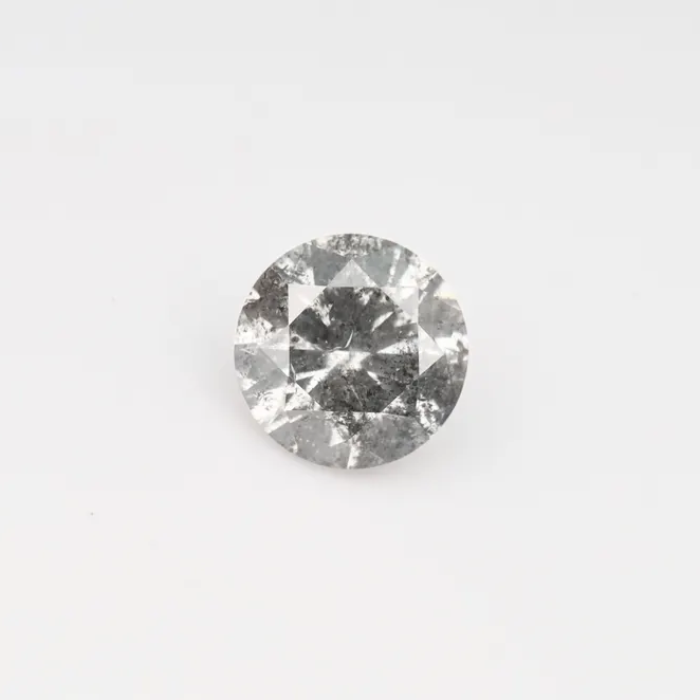 0.53 CT, 5.1 MM Round Brilliant Cut Diamond, Natural Loose Diamond Salt And Pepper Diamond - Minimal Carbon