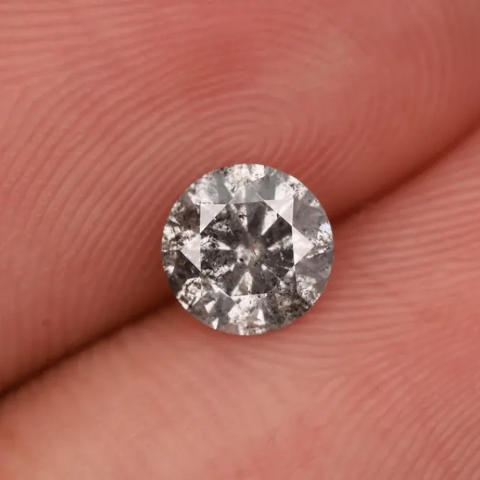 0.53 CT, 5.1 MM Round Brilliant Cut Diamond, Natural Loose Diamond Salt And Pepper Diamond - Minimal Carbon
