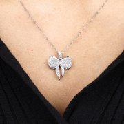 moissanite diamond pendant round cut bow shape