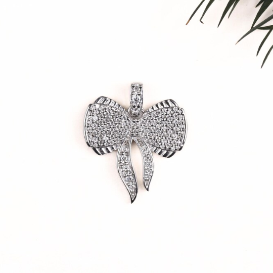 moissanite diamond pendant round cut bow shape