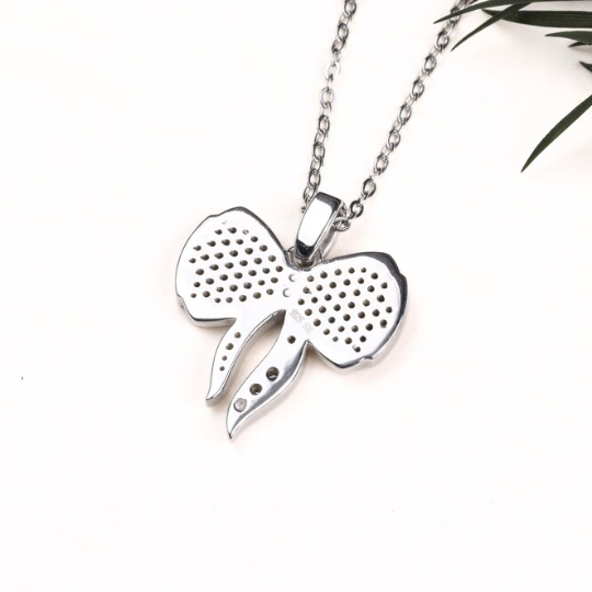 moissanite diamond pendant round cut bow shape