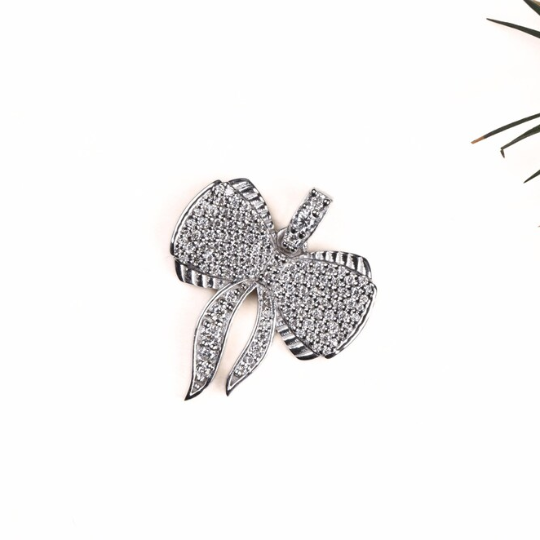 moissanite diamond pendant round cut bow shape