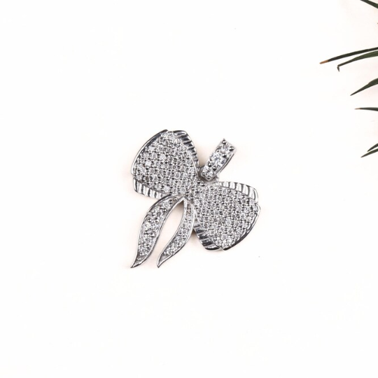 moissanite diamond pendant round cut bow shape