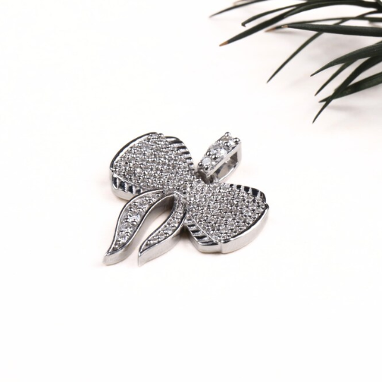 moissanite diamond pendant round cut bow shape