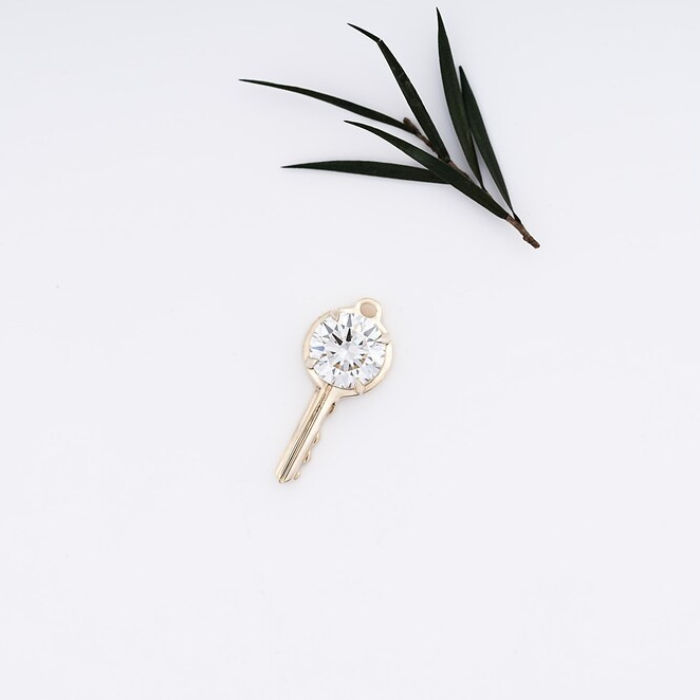 Round Cut Lab Grown Diamond Key Pendant - Minimal Carbon