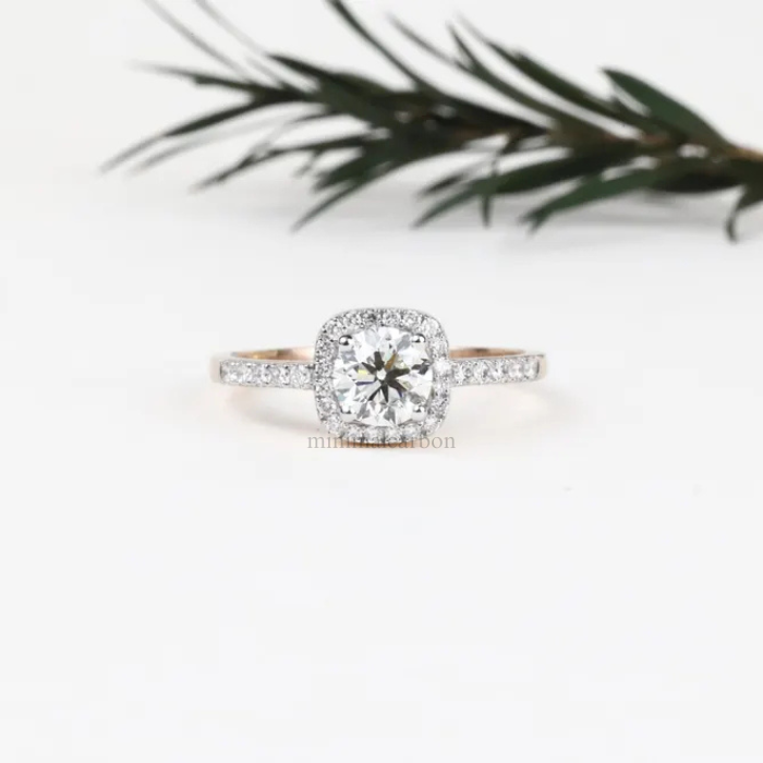 Round Natural Diamond Halo Engagement Ring