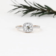 Round Natural Diamond Halo Engagement Ring