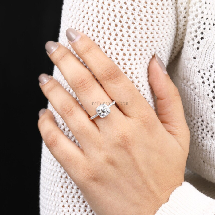 Round Natural Diamond Halo Engagement Ring